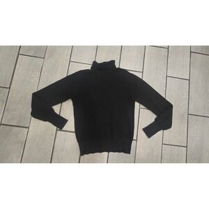 ATA Cotton/Cashmere blend Ribbed Turtleneck Sweater Black Designed in Israel-S